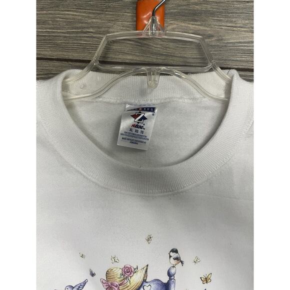 Vintage Grandma Sweater Rocking Chair Birds Graphic Women Sz XL USA Made - Picture 4 of 5